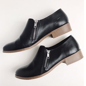 Women’s Retro Black Oxford flats with zipper